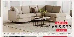 Skeidar Oslo U-sofa, NOK 9999 tilbud