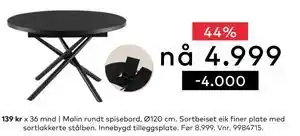 Skeidar Malin rundt spisebord,, NOK 4999 tilbud
