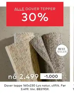 Skeidar Dover teppe, NOK 2499 tilbud