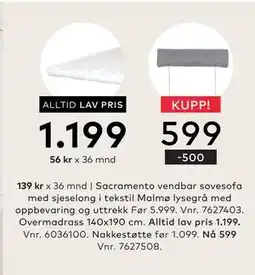 Skeidar Overmadrass, NOK 1199 tilbud