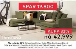 Skeidar Paso Doble Night U-sofa, NOK 42999 tilbud