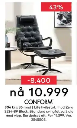Skeidar Life hvilestol, NOK 10999 tilbud