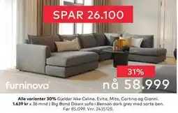 Skeidar Big Band Dawn sofa, NOK 58999 tilbud
