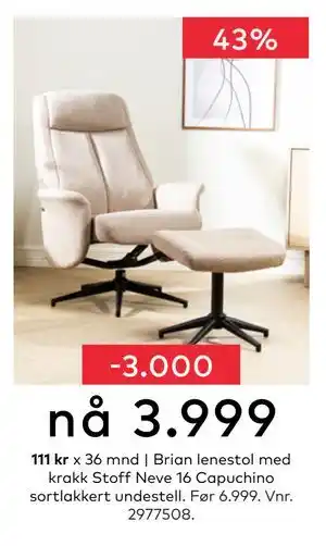 Skeidar Brian lenestol med krakk, NOK 3999 tilbud