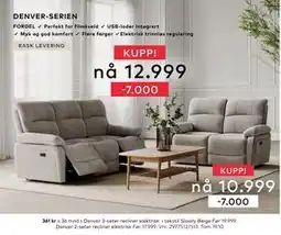 Skeidar Denver 3-seter recliner, NOK 12999 tilbud