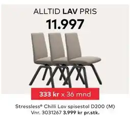 Skeidar Stressless Chilli Lav spisestol D200 (M), NOK 11997 tilbud