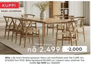 Skeidar Anette spisestol, NOK 2499 tilbud