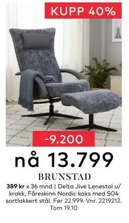 Skeidar Delta Jive Lenestol u/ krakk, NOK 13799 tilbud