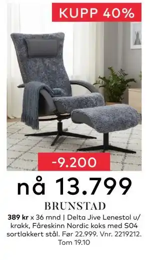Skeidar Delta Jive Lenestol u/ krakk, NOK 13799 tilbud