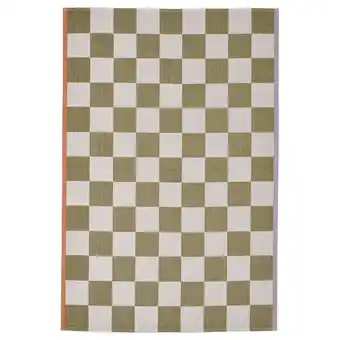IKEA Klassrum Teppe, flatvevd, hvit/grønn, 133x195 cm tilbud
