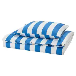 IKEA SlÅnhÖstmal Sengesett, 1 putevar, blå/hvit/stripet, 150x200/50x60 cm tilbud