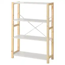 IKEA Ivar Hylle, furu/metall hvit, 89x30x124 cm tilbud