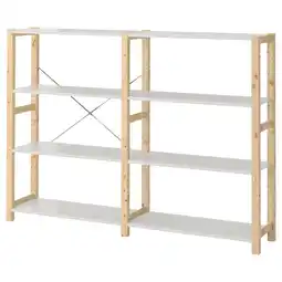 IKEA Ivar 2 seksjoner/hyller, furu/metall hvit, 175x30x124 cm tilbud