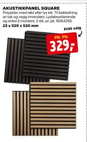 jem & fix AKUSTIKKPANEL SQUARE, NOK 329 tilbud