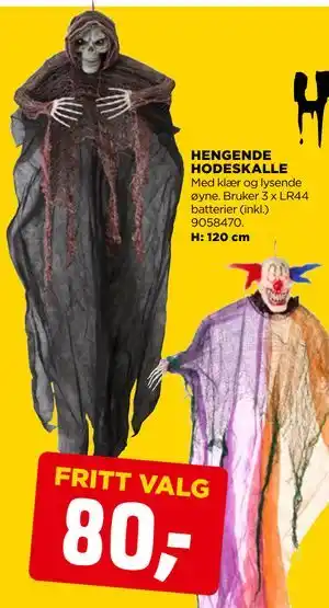 jem & fix HENGENDE HODESKALLE, NOK 80 tilbud