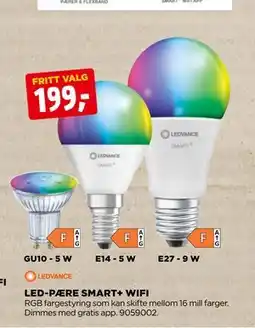 jem & fix LED-PÆRE SMART+ WIFI, NOK 199 tilbud