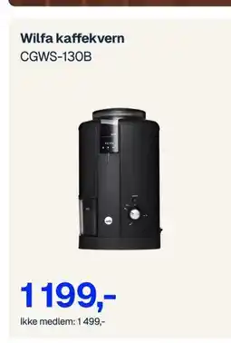 Jernia WILFA kaffekvern CGWS-130B tilbud