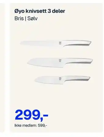 Jernia Øyo knivsett 3 deler tilbud