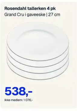 Jernia Rosendahl tallerken 4 pk tilbud