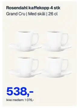 Jernia Rosendahl kaffekopp 4 st tilbud