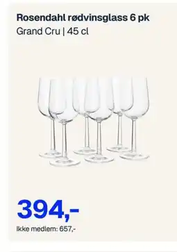 Jernia Rosendahl rødvinsglass 6 pk tilbud