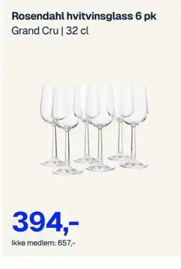 Jernia Rosendahl hvitvinsglass 6 pk tilbud