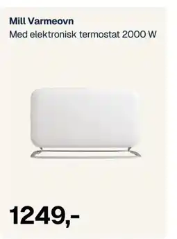 Jernia MILL Varmeovn Med elektronisk termostat 2000 W tilbud