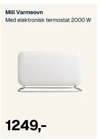 Jernia MILL Varmeovn Med elektronisk termostat 2000 W tilbud