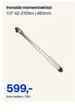 Jernia IRONSIDE momentnøkkel 1/2" 42-210Nm | 460mm tilbud
