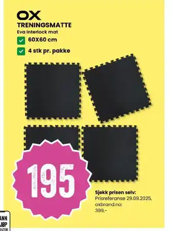 Sport Outlet Treningsmatte Eva Interlock mat tilbud