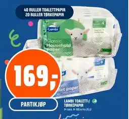 Coop Obs LAMBI TOALETT-/ TØRKEPAPIR, NOK 169 tilbud