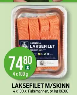 Kiwi LAKSEFILET M/SKINN, NOK 74.8 tilbud