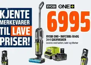 Obs Bygg RYOBI ONE+ RHFC18BL-1X40G 3-I-1 GULVVASKER, NOK 6995 tilbud