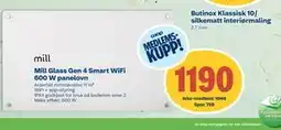 Coop Byggmix Mill Glass Gen 4 Smart WiFi 600 W panelovn, NOK 1949, Medlemspris tilbud