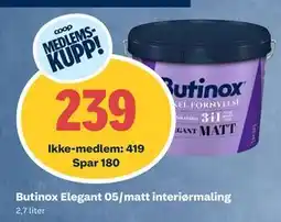 Obs Bygg Butinox Elegant 05/matt interiørmaling, NOK 419, Medlemspris tilbud