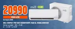 Obs Bygg MILL COMPACT PRO WIFI VARMEPUMPE 7400 W, FERDIG MONTERT, NOK 20990 tilbud