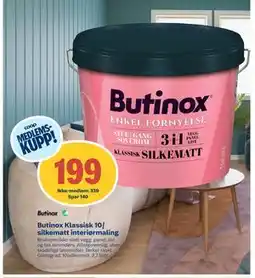 Coop Byggmix Butinox Klassisk 10/ silke, NOK 339, Medlemspris tilbud