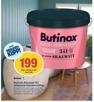 Coop Byggmix Butinox Klassisk 10/ silke, NOK 339, Medlemspris tilbud