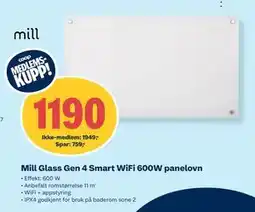 Coop Obs Mill Glass Gen 4 Smart WiFi 600W panelovn, NOK 1949, Medlemspris tilbud