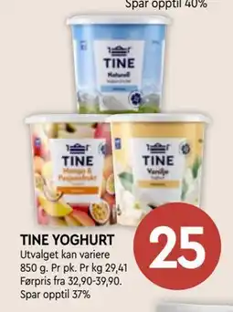 Coop Mega TINE YOGHURT, NOK 25 tilbud