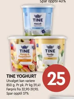 Coop Mega TINE YOGHURT, NOK 25 tilbud