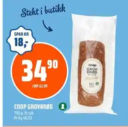 Coop Obs COOP GROVBRØD, NOK 34.9 tilbud