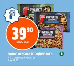 Coop Obs FINDUS OVNSBAKTE GRØNNSAKER, NOK 39.9 tilbud