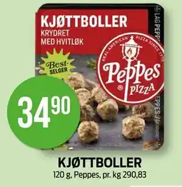Kiwi KJØTTBOLLER, NOK 34.9 tilbud