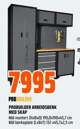 Obs Bygg PROBUILDER ARBEIDSBENK MED SKAP, NOK 7995 tilbud