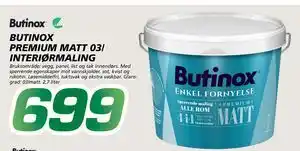 Coop Byggmix BUTINOX PREMIUM MATT 03/ INTERIØRMALING, NOK 699 tilbud