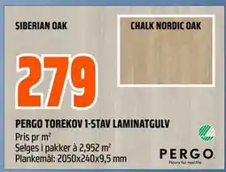 Obs Bygg PERGO TOREKOV 1-STAV LAMINATGULV, NOK 279 tilbud