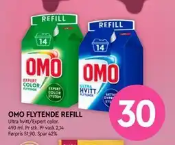Coop Mega OMO FLYTENDE REFILL, NOK 30 tilbud
