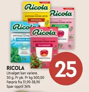 Coop Mega RICOLA, NOK 25 tilbud