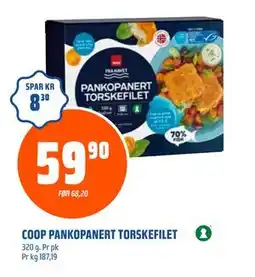 Coop Obs COOP PANKOPANERT TORSKEFILET, NOK 59.9 tilbud